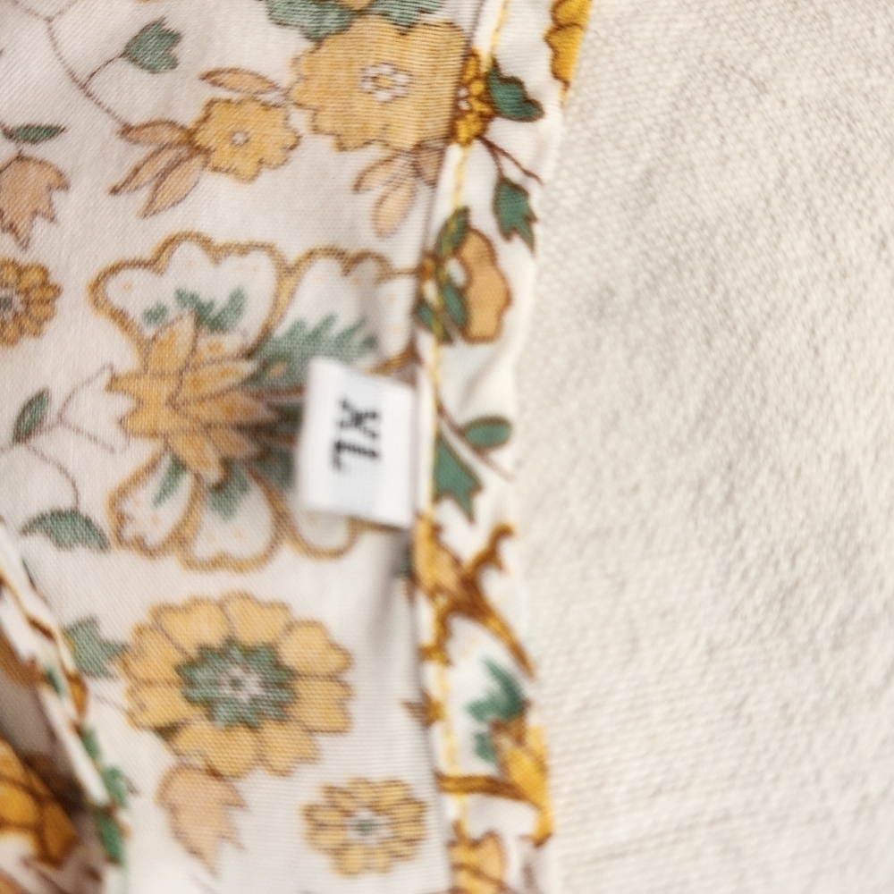 VCAY Floral Print Lantern Sleeve Cream & Green Color Women's Top Size XL - Picture 4 of 5